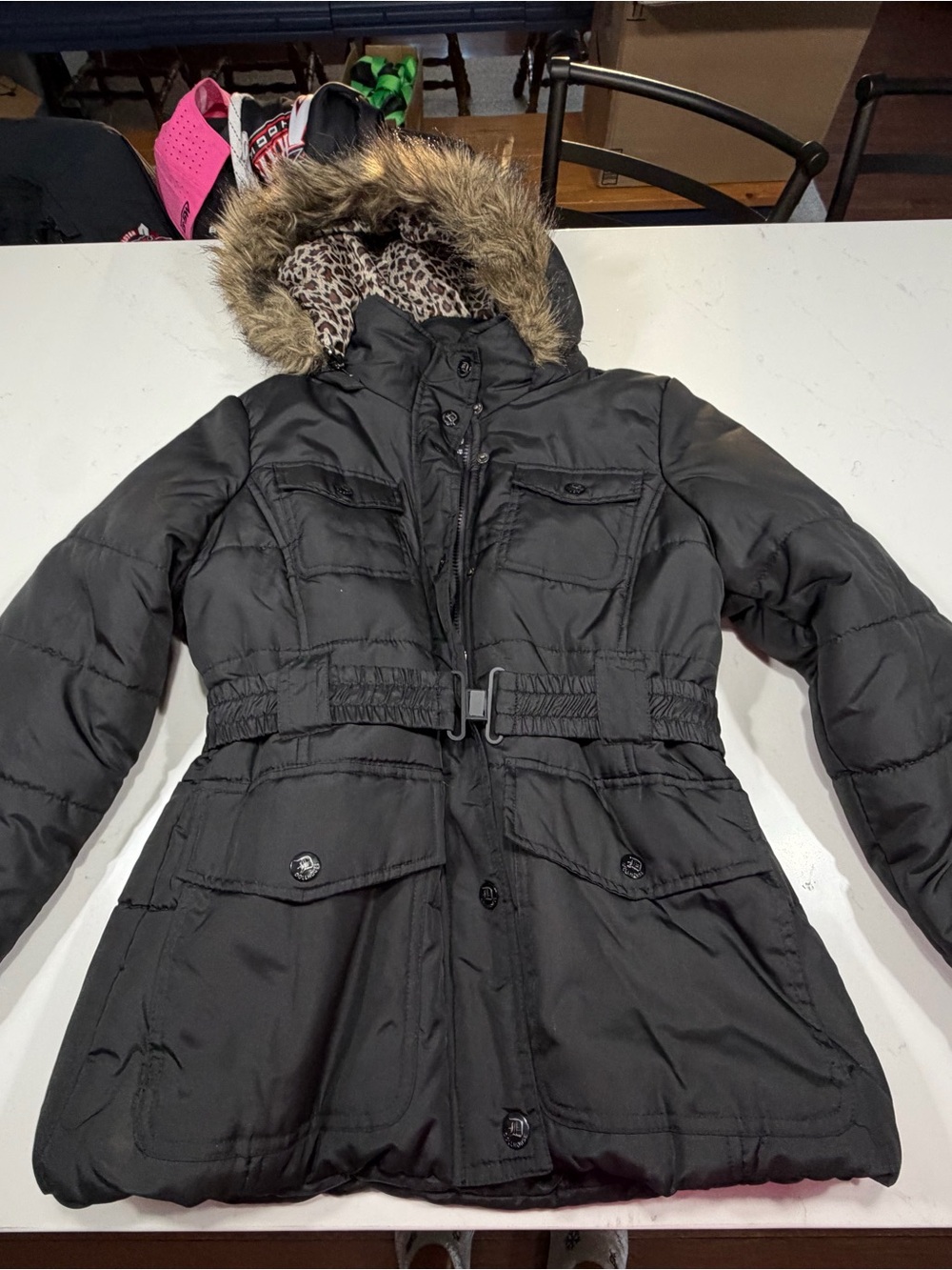Black Women's Faux-Fur Hooded Puffer Coat - Unbranded